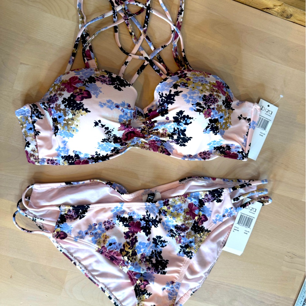 NWT XL Ibiza bikini floral